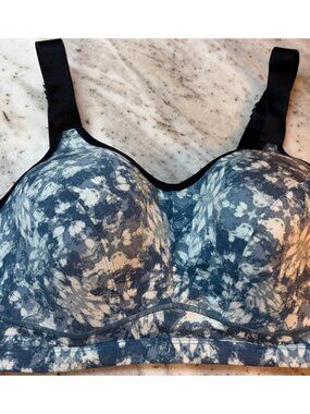 LIVI Lane Bryant Underwire Sports Bra Blue Tye Dye Size 40DD Thick Straps